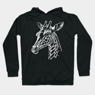 Realistic Minimal Giraffe Head Distressed Design - White Hoodie